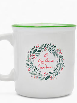 Кружка чайная новогодняя «Новогодний венок», 340 мл