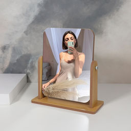 Зеркало настольное, прямоугольное, 22×24.5×9 см, (17×22 см), деревянное