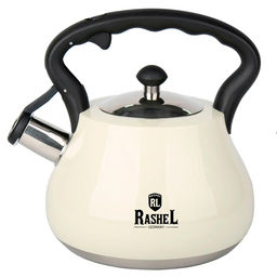 Чайник из нержавеющей стали 3 л со свистком,цвет: кремовый (М-7189) /Rashel/