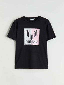 Bisiklet Yaka Messi Bask?l? Erkek ?ocuk Ti??rt