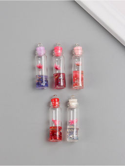 Цена за 5 шт. Подвеска для творчества акрил Бутылочка с цветком, светится в темноте, 1.1?1.1?4.2 см, МИКС