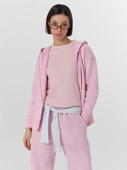 Толстовка женская розовая на молнии
