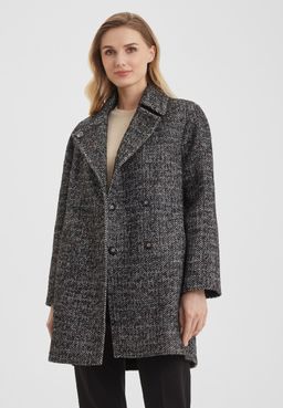 Пальто женское LA-301567-BL, 
черно-белая елочка