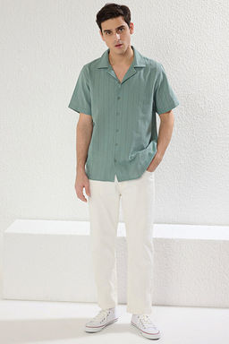 A__k Haki Regular Fit Dokulu Yazl_k Keten G_r_n_ml_ G_mlek TMNSS23GO00070