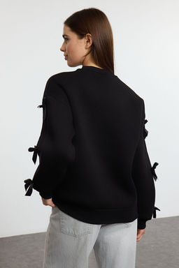 TRENDYOLMILLA Antrasit Fiyonk Detayl? Oversize/Genis Kal?p Kal?n Ici Polarl? Orme Sweatshirt TWOAW25SW00249  фото 5