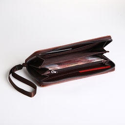 Портмоне-клатч мужской на молнии, с картхолдером, рыжее