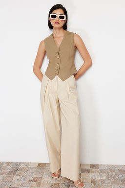 TRENDYOLMILLA Kiremit Premium Regular Kal?p Crop Dokuma Yelek TWOSS24YE00017 фото 12