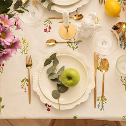 Скатерть Этель. Цветочек, 146?2202 см, саржа 190 г/м?, 100% хлопок