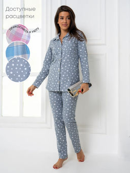 РАСПРОДАЖА Пижама(рубашка+брюки) фланель_О550/серый - Ihomelux фото 2