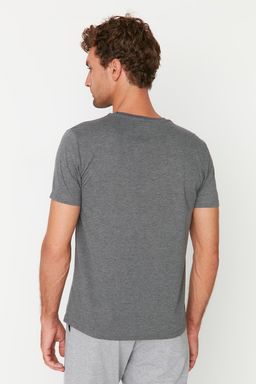 Trendyolmilla Man Antrasit Melanj-Siyah Basic 2li Paket Slim/Dar Kesim Bisiklet Yaka T-Shirt TMNSS19BO0074  фото 5