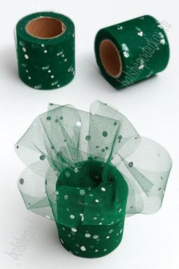 Фатин с пайетками 5,5 см*15 ярд (SF-5806) темно-зеленый №19