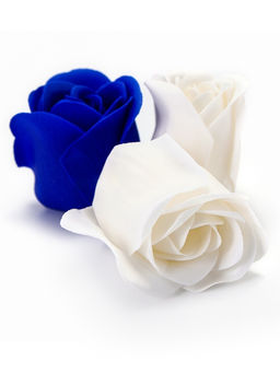 Мыльные розочки, синие и белые, набор 9 шт.
