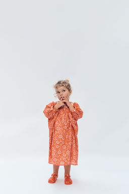 2-14 A?OS/ VESTIDO KAFT?N FLORES LIMITED EDITION / Naranja