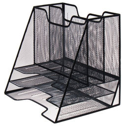 Лоток для бумаг металлическая сетка, 5 отделений, чёрный