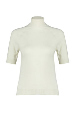 Ekru Merserize Gorunumlu Premium Iplik/Ozel Iplik Basic Ince Triko Bluz TWOAW24BZ00005