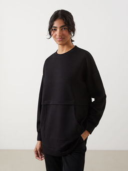 Bisiklet Yaka Oversize Kad?n Sweatshirt Tunik