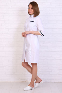 Халат женский 196 ТС. Цвет: белый и черный - Стильб фото 2