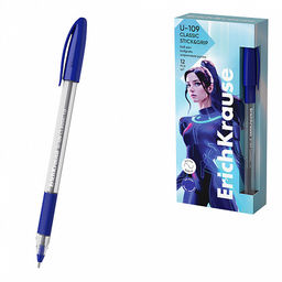 Цена за 50 шт. Ручка шариковая ErichKrause U-109 Stick&Grip Classic 1.0, Ultra Glide Technology, цвет чернил синий (в коробке по 50 шт.) фото 2