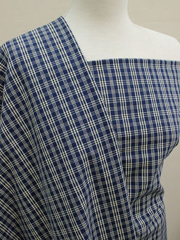 Пестрядь этнографическая под домоткань Белая клетка на темно-синем, ш.1.6м, хлопок-100% - Купава фото 3