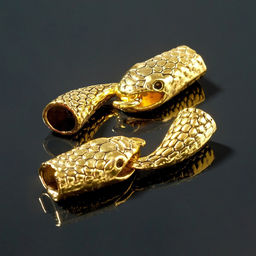 Замок-концевик «Змея», 4.3×1.6 мм (внутренний 0.7 мм), (набор 2 шт.) цвет чернёное золото