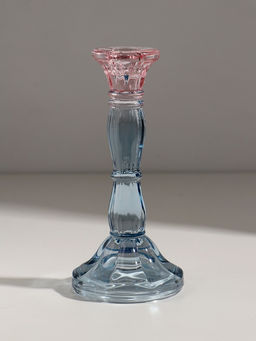 Стеклянный подсвечник на 1 свечу «Градиент. Фактура», розово-голубой, d=2.2 см, 9×9×20 см