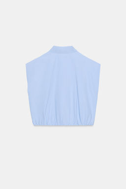 CAMISA CORTA GLOBO / Azul claro - Zara фото 6