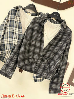 Рубашка женская в клетку с топиком