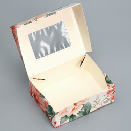 Цена за 10 шт. Кондитерская упаковка, коробка с ламинацией «Цветочный», 10 х 8 х 3.5 см