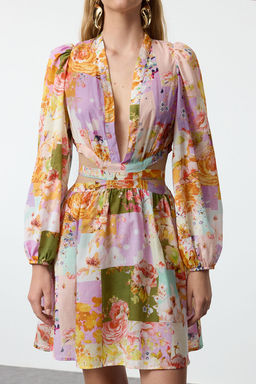 TRENDYOLMILLA Cicek Desenli Mini Dokuma Cut Out/Pencere %100 Pamuklu Plaj Elbisesi TBESS23EL00140  фото 17