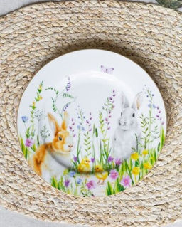 Тарелка закусочная, 19 см, фарфор P, белая, Кролики и цыплята, Happy Easter Пасхальная коллекция