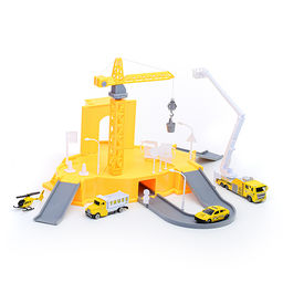 Парковка-трек со строительным краном, желтая, в коробке