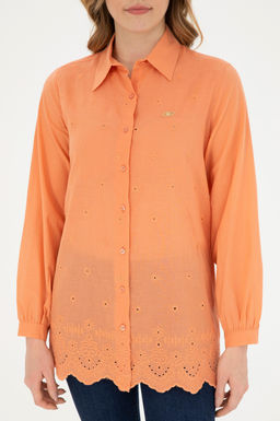 Женская рубашка лососевого цвета с длинным рукавом Неожиданная скидка в корзине - U.s. polo assn фото 6