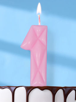 Цена за 3 шт. Свеча для торта «Цифра 1», светло-розовая