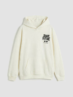 Bask?l? Erkek ?ocuk Kap??onlu Sweatshirt