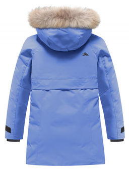 Парка зимняя подростковая для девочки с капюшоном и мехом василькового цвета 9534Vs - Valianly фото 9