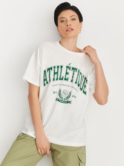 Женская футболка оверсайз ATHLETIQUE из хлопка - NEVERLATE фото 4