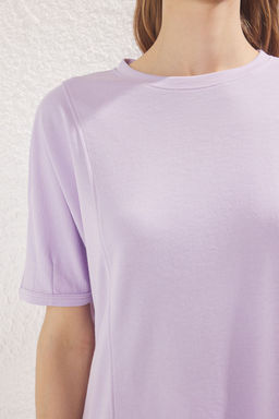 Lila Relaxed/Rahat Kal?p Crop Esnek Orme Bluz TWOSS25BZ00403 - Trendyolmilla фото 3