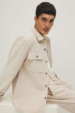 Regular Fit Polo Yaka Fitilli Kadife Uzun Kollu Gomlek Ceket - Defacto фото 2