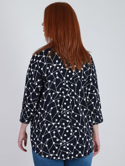 Рубашка темно-синяя в деловом стиле с рисунком - Almond фото 2