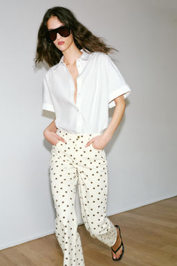 JEANS Z1975 MINI FLARE TIRO MEDIO LUNARES / Blanco roto - Zara фото 6