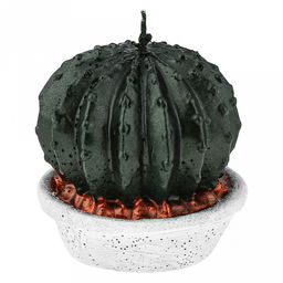 Свеча "Кактус в горшочке" д9,5см, h9см, парафин, зеленый металлик, с росписью, время горения 33 часа (Россия)