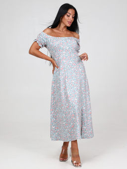 Вероника ПЛАТЬЕ ЖЕНСКОЕ (Ментол (цветы)) - А-дина фото 3