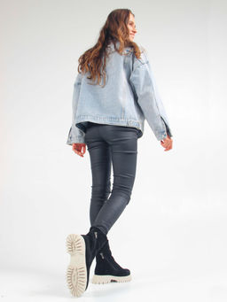 Ботинки 233.1541be. Черный замша/Байка