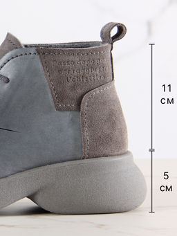 Ботинки 305.927gr.Серая вакса+серый замок замша/байка