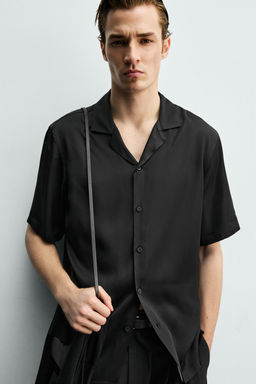 CAMISA SATINADA RELAXED FIT / Negro - Zara фото 7