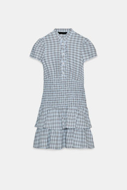 SHORT CHECKED RUFFLED DRESS - Zara фото 6