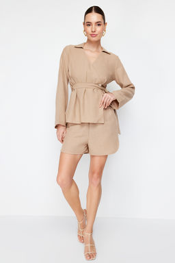 TRENDYOLMILLA Vizon Cepli Beli Lastikli Dokuma Sort TWOSS24SR00039  фото 2