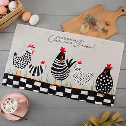 Полотенце Доляна С праздником Светлой Пасхи 35х60 см,100% хлопок, вафля 160 г/м2