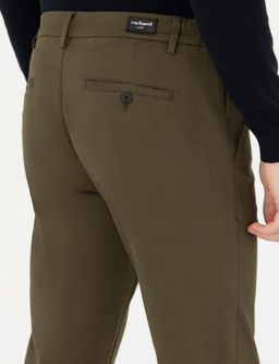 Темно-хаки - парусиновые брюки с эластичным поясом - Cacharel фото 7