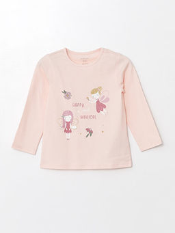 Bisiklet Yaka Bask?l? K?z Bebek Ti??rt